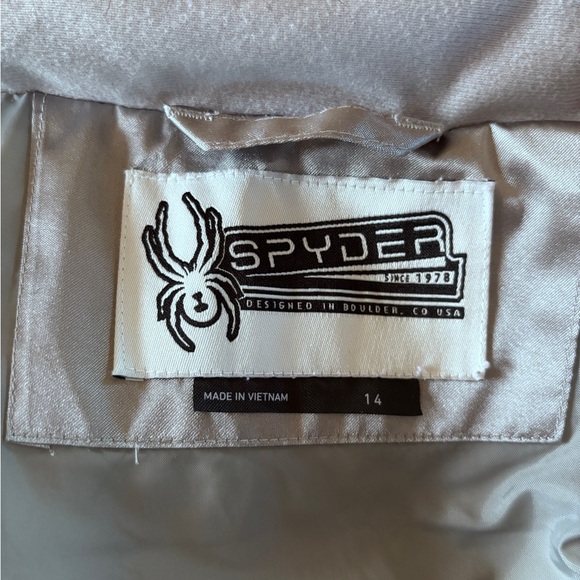 Spyder Silver Puffer Jacket Faux Fur Hooded Coat Juniors 14 - Picture 12 of 12